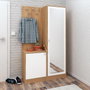 Hanah Home Recibidor Broc Roble y Blanco con Espejo y Perchero